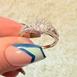 Vintage Prime Art & Jewel CZ Cushion Halo Split Shank Ring Size 6.75